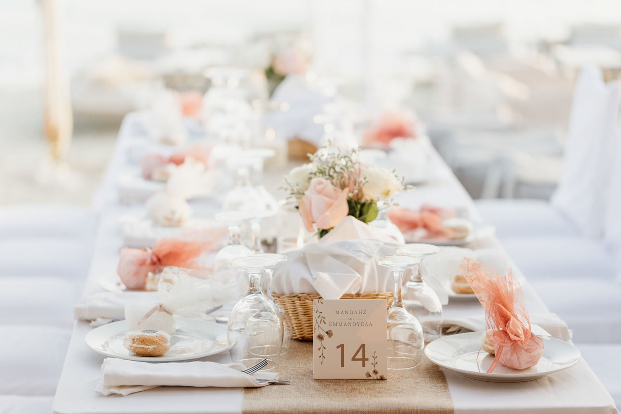 Wedding table with flowers at Santana Weddings, Naxos Cyclades