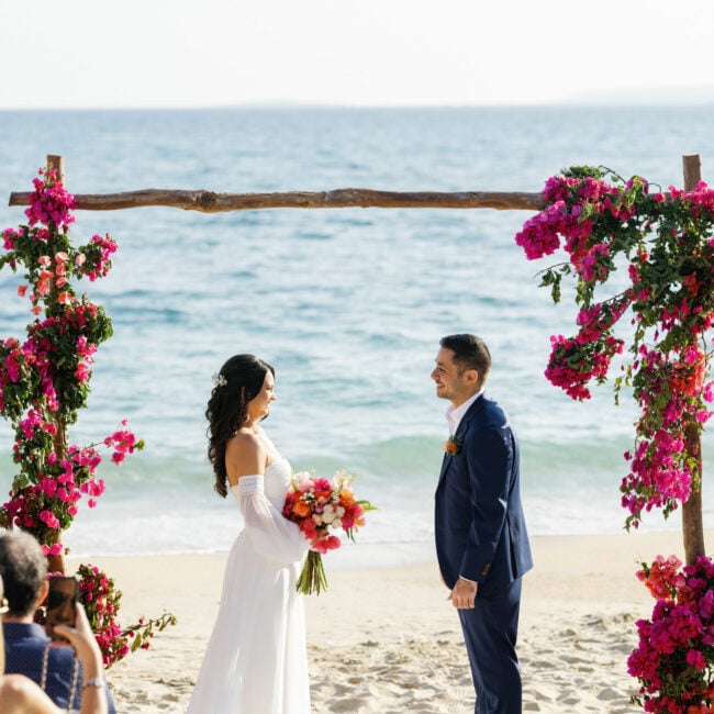 Hero image — beach wedding ceremony at Santana Weddings, Naxos